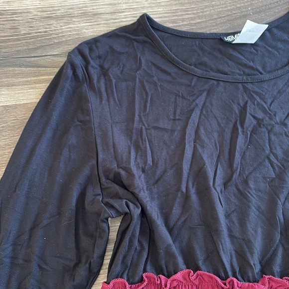 Women’s Long Sleeve Color Block Tunic Blouse – Size L – Black, Red, Leopard Prin - Picture 3 of 9